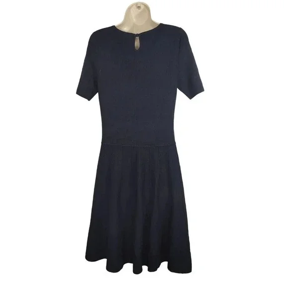 Talbots Blue Fit And Flare Knit Dress Women Size LP Work Casual Short Sleeve - Picture 4 of 6